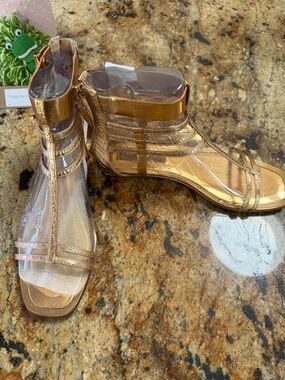 BCBGMaxAzria Metallic Rose Gold Strappy Gladiator Sandals